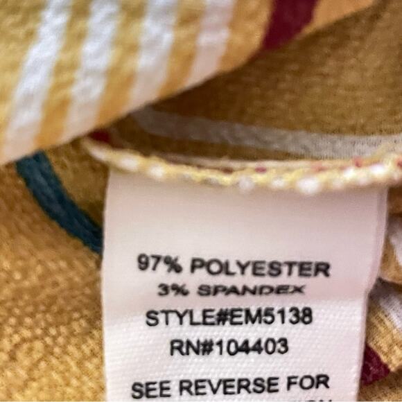 E & M gold striped romper shirt top size medium M B5 - Picture 4 of 5